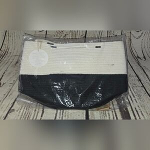 Collapsable Woven Cotton Basket Black White 9 In X 9 In. Storage Decor Accent